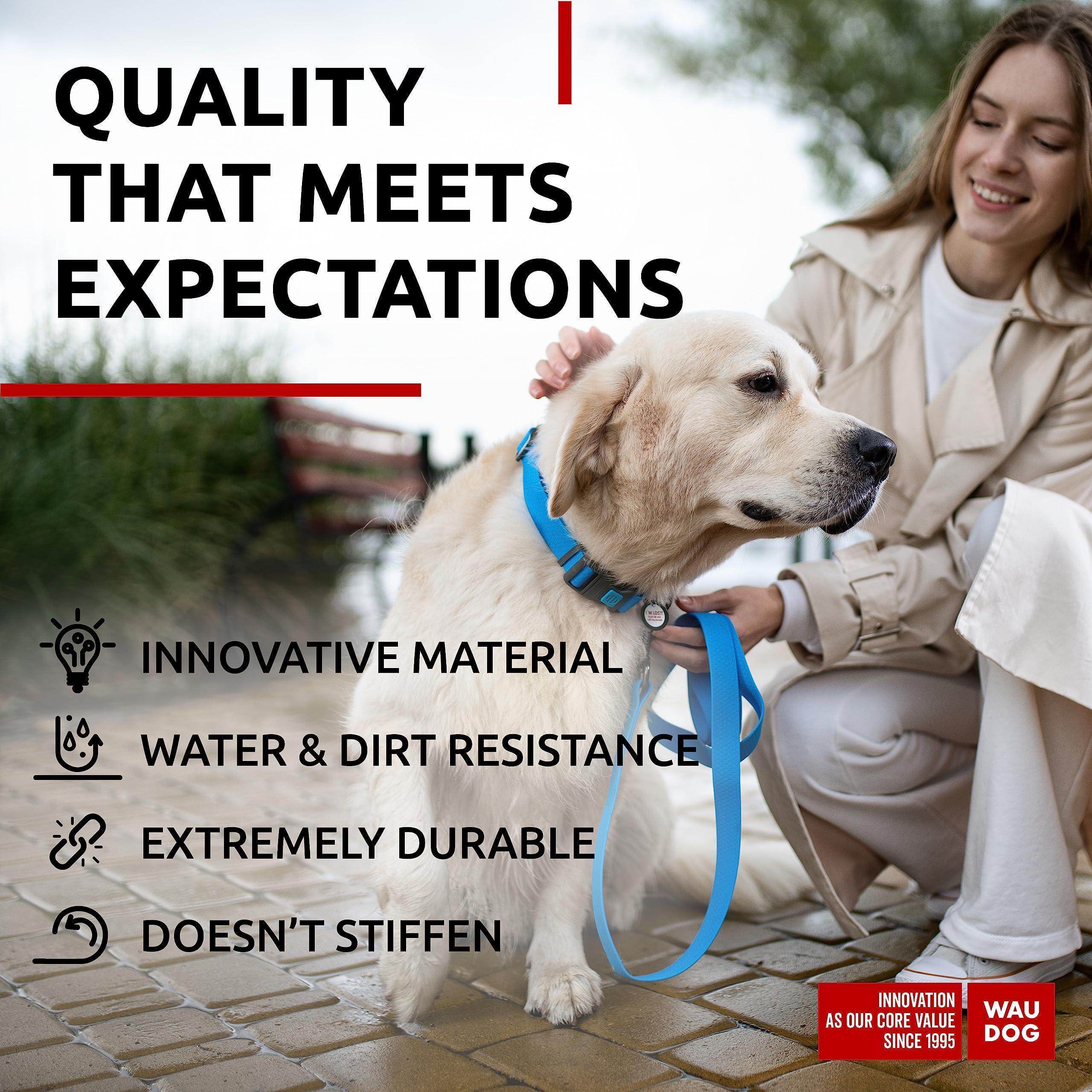 Waterproof Dog Collar 14-23 Inch Neck X 1 Inch Wide Plastic Buckle Adjustable Dog Collar for Large Dogs Small and Medium Dogs Breakaway Dog Collar Waterproof with Plastic Buckle and QR Dog Tag Boy & Girl Dog Collars (Blue)