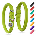 Ultra Soft Rolled Leather Dog Collar Neck 8 - 10 in Green Soft Padded Dog Collar