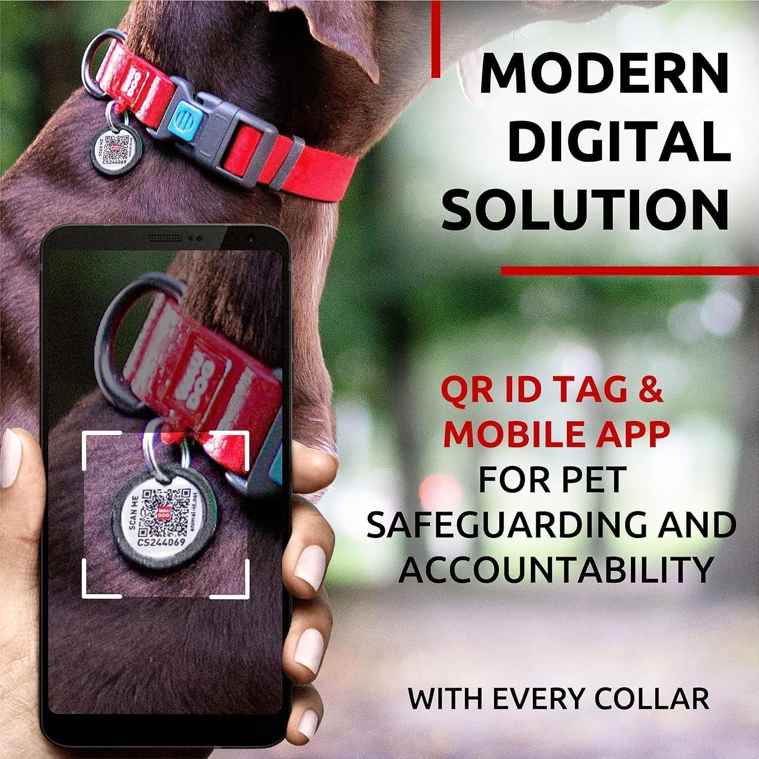 Waterproof Dog Collar 17-28 Inch Neck X 1 3/5 Inch Wide Plastic Buckle Adjustable Dog Collar for Large Dogs Small and Medium Dogs Breakaway Dog Collar Waterproof with Plastic Buckle and QR Dog Tag Boy & Girl Dog Collars (Red)