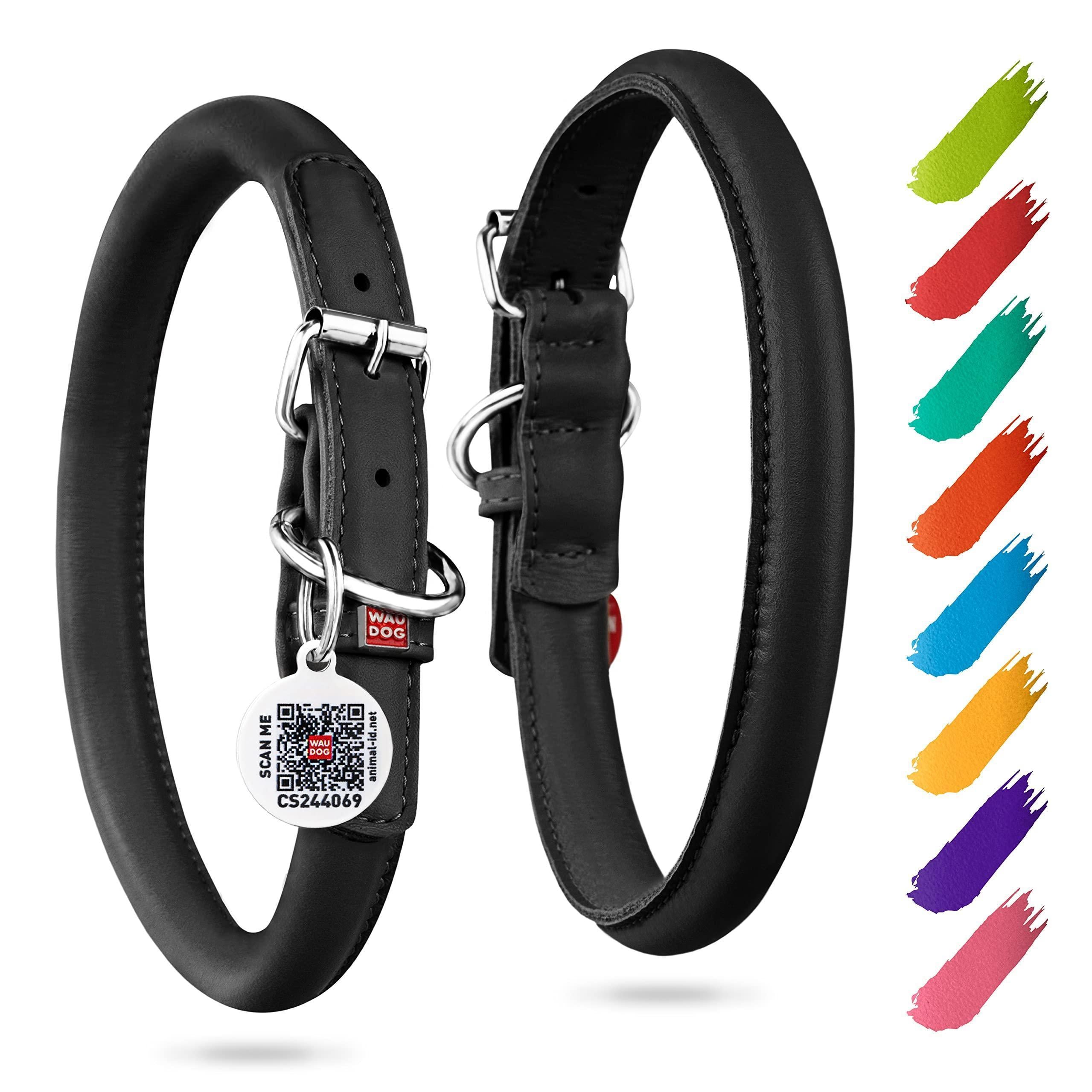 Ultra Soft Rolled Leather Dog Collar 13-16 Inch Neck Soft Padded Dog Collars for Medium Dogs Puppy Collars for Large Breed Dogs Male and Female Dog Collar