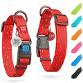 Waterproof Dog Collar 17-28 Inch Neck X 1 3/5 Inch Wide Plastic Buckle Adjustable Dog Collar for Large Dogs Small and Medium Dogs Breakaway Dog Collar Waterproof with Plastic Buckle and QR Dog Tag Boy & Girl Dog Collars (Red)