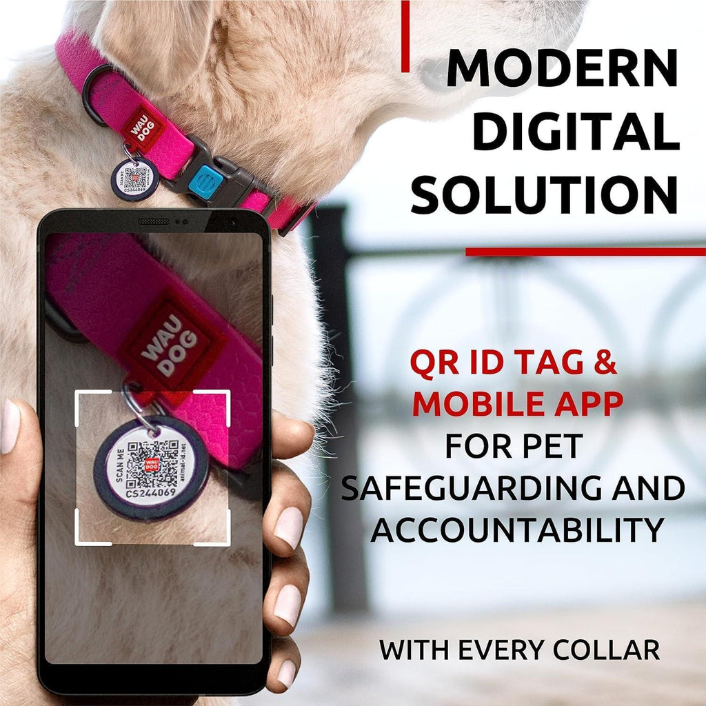 Waterproof Dog Collar 17-28 Inch Neck X 1 3/5 Inch Wide Plastic Buckle Adjustable Dog Collar for Large Dogs Small and Medium Dogs Breakaway Dog Collar Waterproof with Plastic Buckle and QR Dog Tag Boy & Girl Dog Collars (Pink)