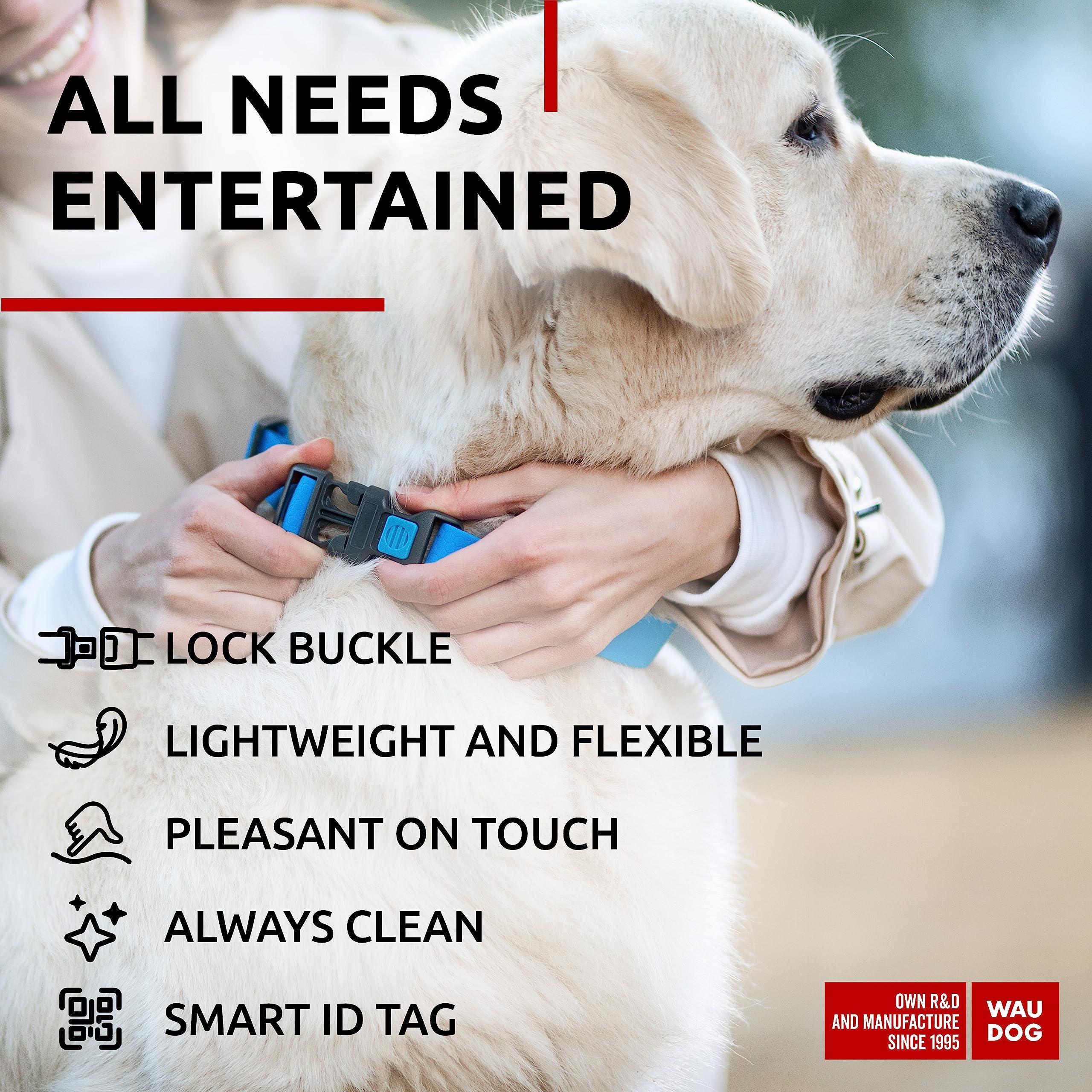 Waterproof Dog Collar 12-19 Inch Neck X 1 Inch Wide Plastic Buckle Adjustable Dog Collar for Large Dogs Small and Medium Dogs Breakaway Dog Collar Waterproof with Plastic Buckle and QR Dog Tag Boy & Girl Dog Collars (Blue)