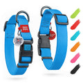 Waterproof Dog Collar 14-23 Inch Neck X 1 Inch Wide Plastic Buckle Adjustable Dog Collar for Large Dogs Small and Medium Dogs Breakaway Dog Collar Waterproof with Plastic Buckle and QR Dog Tag Boy & Girl Dog Collars (Blue)